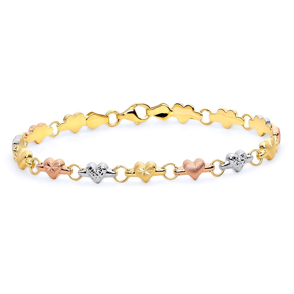 Amazon | 14 K 3色ゴールドダイヤモンドカットStampatoハート